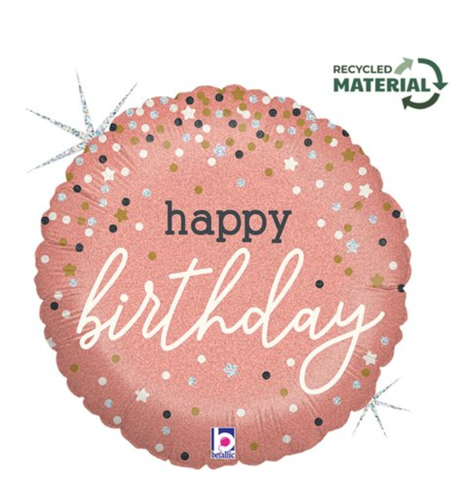 Folienballon - Happy Birthday, Konfetti roségold - ø 46cm